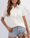 Blouse à manches courtes relaxée pour femmes - haut léger casual pour tous les jours
