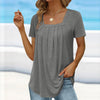 T-shirt décontracté pour femme avec plis - tissu doux pour un style quotidien