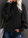 Pull en tricot - élégant pull à col montant pour femmes avec motif en laine