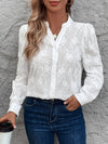 Blouse d'été blanche brodée pour femmes - chemisier élégant à manches longues