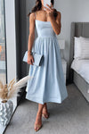 Robe midi évasée à bretelles spaghetti - robe cocktail d'été élégante