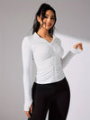 Veste de sport légère pour femmes - t-shirt zippé à manches longues pour une tenue décontractée et sportive