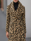 Manteau d'hiver femme en laine imitation léopard - élégance décontractée pour toutes les occasions