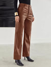 Pantalons en simili cuir pour femmes taille haute - design large et chic pour un style quotidien