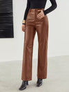 Pantalons en simili cuir pour femmes taille haute - design large et chic pour un style quotidien