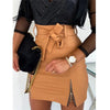 Jupe en cuir taille haute pour femmes - design chic ajusté avec détails zippés pour vos soirées