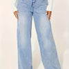 Jeans évasés - pantalon dames taille élastique bleu moyen