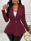 Blazer long à manches longues texturé pour femmes - tenue de bureau sophistiquée