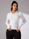 Veste de sport légère pour femmes - t-shirt zippé à manches longues pour une tenue décontractée et sportive