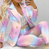 Ensemble blazer et pantalon féminin 2 pièces à imprimé floral éclatant - tenue élégante pour le bureau