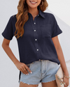 Blouse à manches courtes relaxée pour femmes - haut léger casual pour tous les jours
