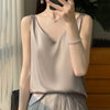 Débardeur en satin pour femme - blouse élégante à col en v, un basique pour toutes les occasions