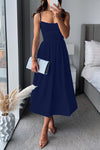 Robe midi évasée à bretelles spaghetti - robe cocktail d'été élégante
