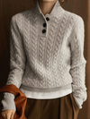 Pull en maille torsadée pour femmes - élégant pull à col haut pour un look décontracté