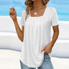 T-shirt décontracté pour femme avec plis - tissu doux pour un style quotidien
