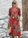 Robe décontractée en lin léger - design décontracté à col en v pour vos sorties d'été