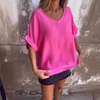 Blouse légère à col en v pour femmes - style décontracté chic pour les journées d'été