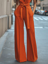 Combinaison pour femme élégante à jambes larges - tenue décontractée en orange