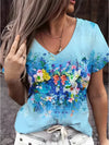 T-shirt femme v-col en imprimé floral - chic et décontracté au quotidien