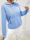 Sweat à capuche femme coupe décontractée en mélange coton doux bleu céleste - tenue casual au quotidien