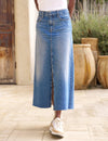 Jupe maxi en denim - chic jupe en denim bleu clair pour femmes