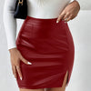 Jupe mini en cuir pu taille haute avec fente - chic pour le soir et décontractée