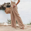 Pantalons large en lin pour femmes - style décontracté pour la plage, léger et aéré pour l'été