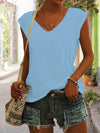 Top sans manches à col v décontracté pour femmes - essentiel d'été léger