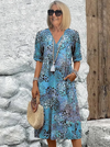 Robe décontractée en lin léger - design décontracté à col en v pour vos sorties d'été