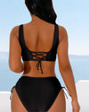 Ensemble de bikini noir 2 pièces pour femmes - élégance et liens ajustables pour la plage et la piscine
