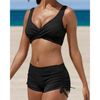 Ensemble de bikini camouflage pour femmes - haut à enrouler et short taille haute