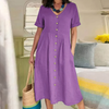 Robe chemise casual pour femmes à manches courtes - tenue d'été polyvalente avec poches