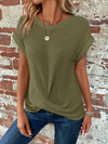 T-shirt en tricot waffle léger pour femme - blouse chic à manches courtes pour le quotidien