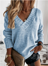 Pull en maille à col en v - tricot élégant pour femmes