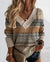 Pull en v pour femmes avec motif tricoté élégant beige - vêtements décontractés pour l'automne/hiver