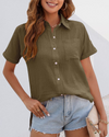 Blouse à manches courtes relaxée pour femmes - haut léger casual pour tous les jours