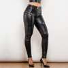 Pantalon slim en cuir noir pour femmes avec détails zippés - bas élégants pour dames
