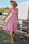 Robes chemises midi pour femmes avec franges - tenues estivales rayées pour occasions décontractées