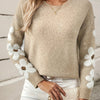 Pull en tricot - design floral décontracté en abricot