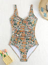 Maillot de bain fleuri - élégante baignade en beige