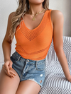 Top en tricot pour femmes - débardeur léger v en tricot, pour vos sorties quotidiennes