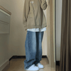 Jean baggy femme - pantalon en denim bleu taille haute pour sorties décontractées - style et aisance au quotidien