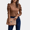 Blouse élégante à manches bouffantes pour femmes - tissu doux, style polyvalent pour le jour ou la soirée