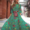 Robe maxi femme élégante à imprimé floral avec ceinture - pour les occasions formelles
