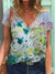 T-shirt féminin à motifs floraux - top d'été décontracté avec décolleté en v