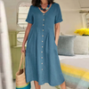 Robe chemise casual pour femmes à manches courtes - tenue d'été polyvalente avec poches