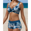 Ensemble de bikini camouflage pour femmes - haut à enrouler et short taille haute