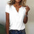 T-shirt classique blanc à col en v pour femme - t-shirt à manches courtes polyvalent pour le quotidien