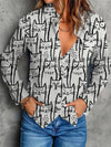 Chemise à imprimé chat à manches longues - tenue printanière décontractée