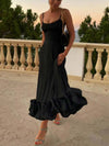 Robe de cocktail femme élégante midi à coupe évasée - tenue de soirée sans manches pour toutes les occasions